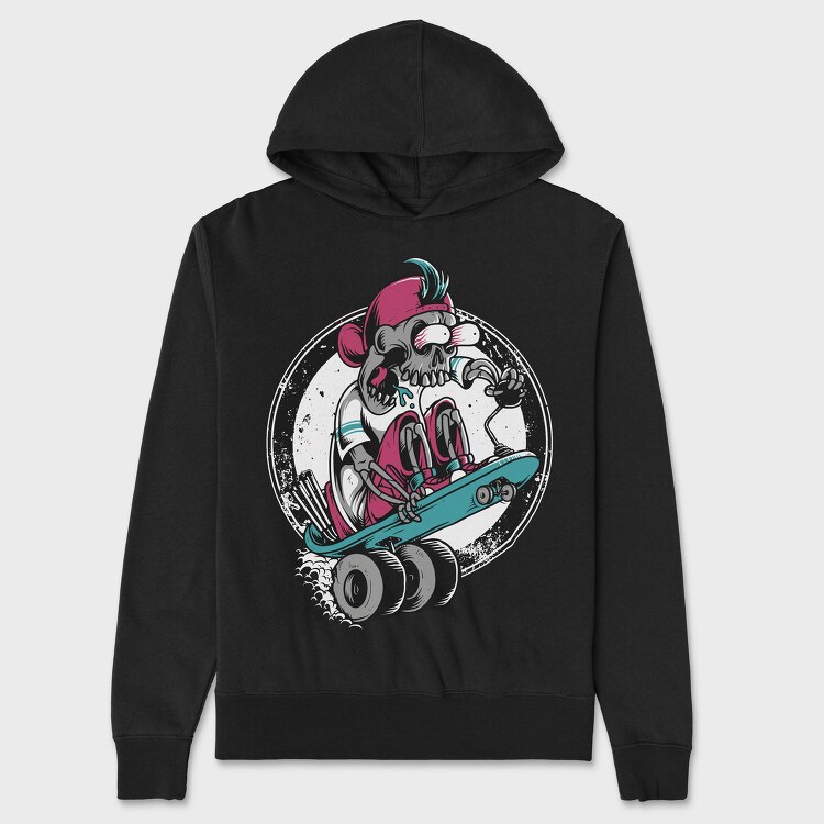 Skateboarding Skull, Hanorac Oversize Barbati (Unisex)