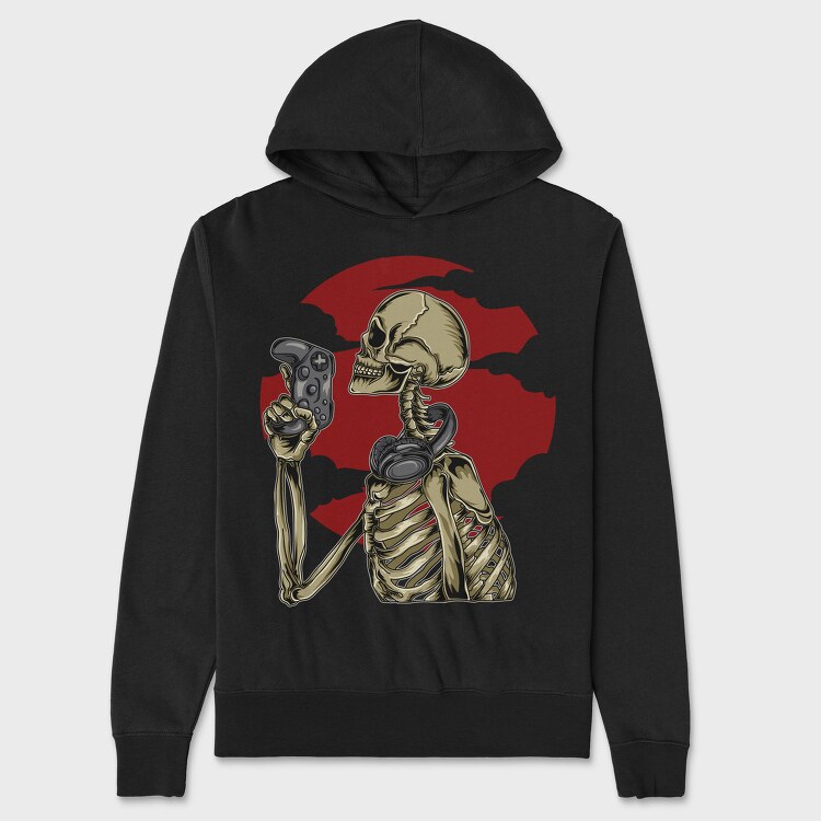 Skeleton Gamer, Hanorac Oversize Barbati (Unisex)