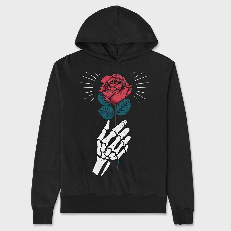 Skeleton Rose, Hanorac Oversize Barbati (Unisex)
