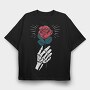 Skeleton Rose, Tricou Oversize Barbati (Unisex)