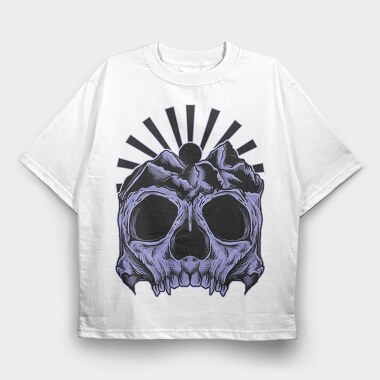Skull Mountain Sunburst, Tricou Oversize Barbati (Unisex)