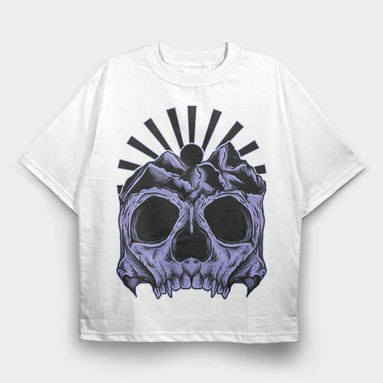 Skull Mountain Sunburst, Tricou Oversize Barbati (Unisex)