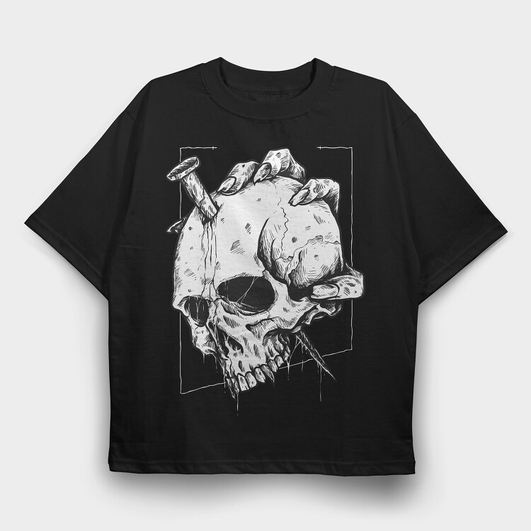Skull Teeth Grin, Tricou Oversize Barbati (Unisex)