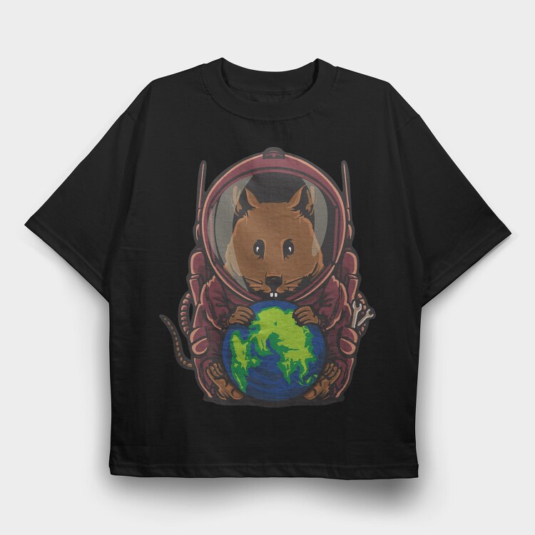 Space Squirrel Planet, Tricou Oversize Barbati (Unisex)