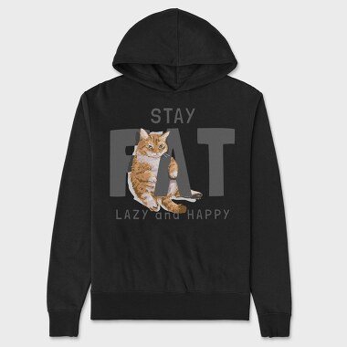 Stay Cat Lazy Fat Happy, Hanorac Oversize Barbati (Unisex)