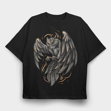 Stormy Owl Flight, Tricou Oversize Barbati (Unisex)