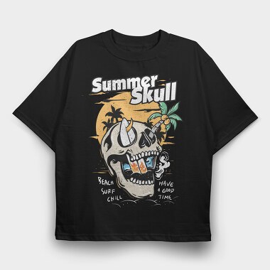 Summer Skull Vibes, Tricou Oversize Barbati (Unisex)