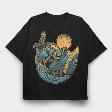 Surfing Marlin Paradise, Tricou Oversize Barbati (Unisex)