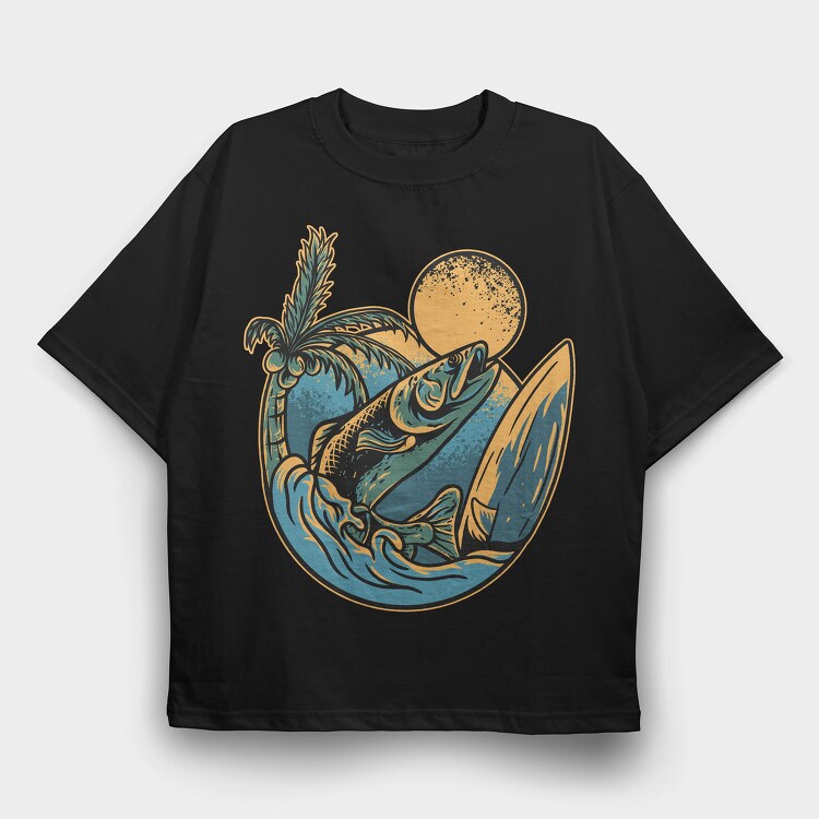 Surfing Marlin Paradise, Tricou Oversize Barbati (Unisex)