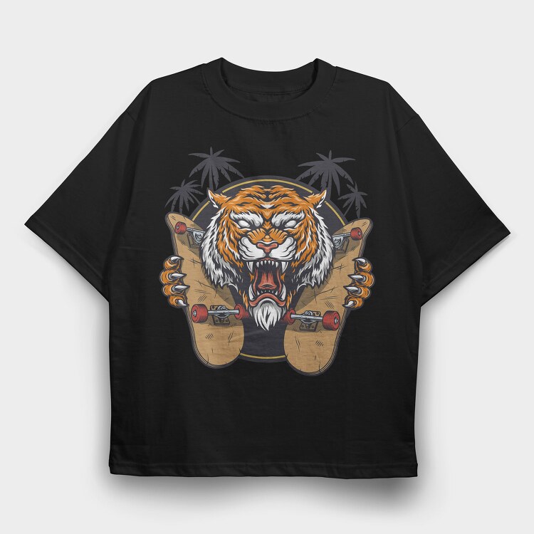 Tiger Skate Palm, Tricou Oversize Barbati (Unisex)