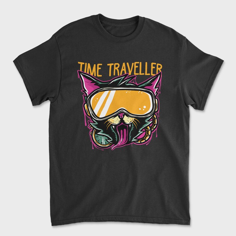 Time Traveler Cat, Tricou Barbati (Unisex)