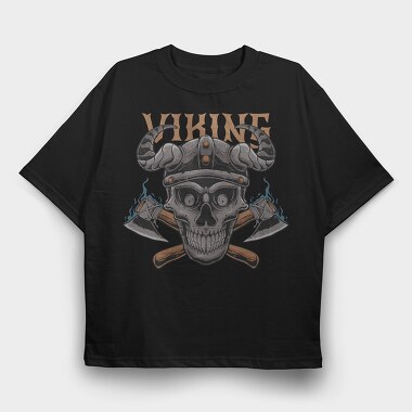 Viking Skull Horns, Tricou Oversize Barbati (Unisex)