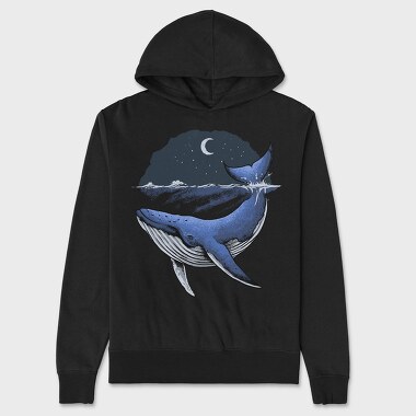 Whale Moon Night, Hanorac Oversize Barbati (Unisex)