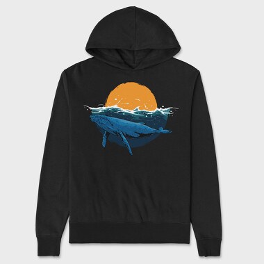 Whale Sunset, Hanorac Oversize Barbati (Unisex)