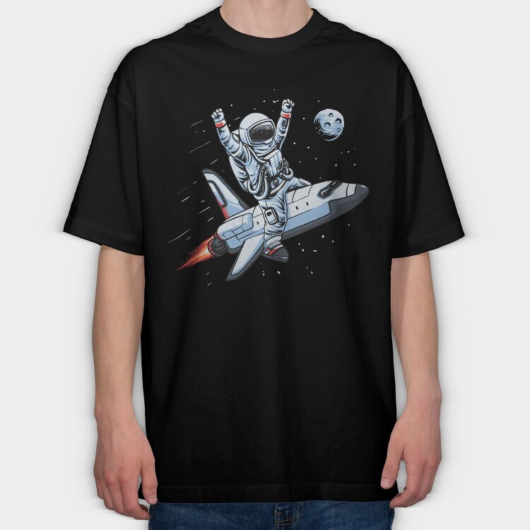Space Rocket Rider, Tricou Oversize Barbati (Unisex)