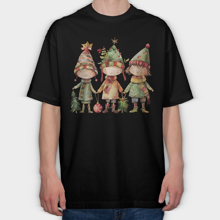 Christmas Elves Hats, Tricou Oversize Barbati (Unisex)