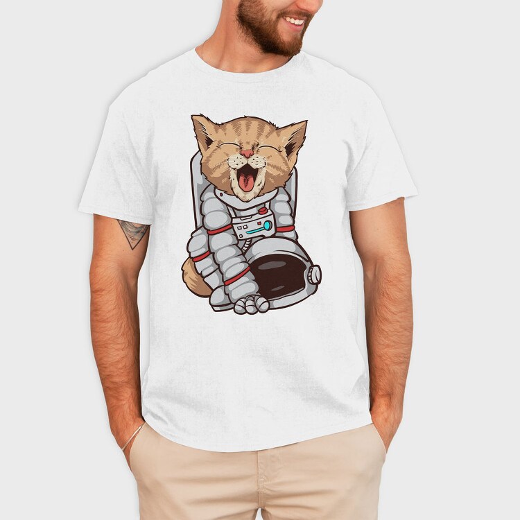 Cat Astronaut Space, Tricou Barbati (Unisex)