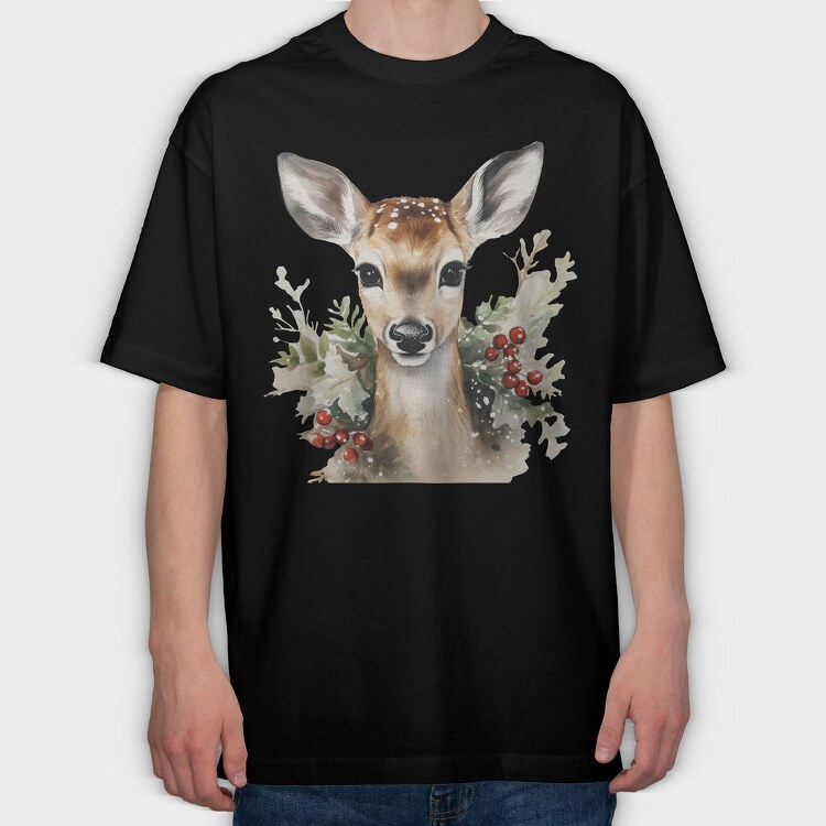 Christmas Deer 6, Tricou Oversize Barbati (Unisex)
