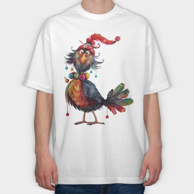 Christmas Chicken Bells, Tricou Oversize Barbati (Unisex)