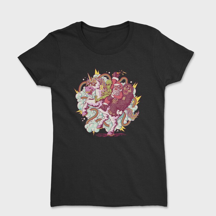 Unicorn Santa Aliens Sasquatch, Tricou Femei