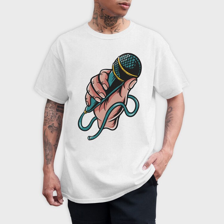 Microphone Fist Grip, Tricou Barbati (Unisex)