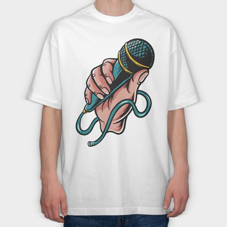 Microphone Fist Grip, Tricou Oversize Barbati (Unisex)