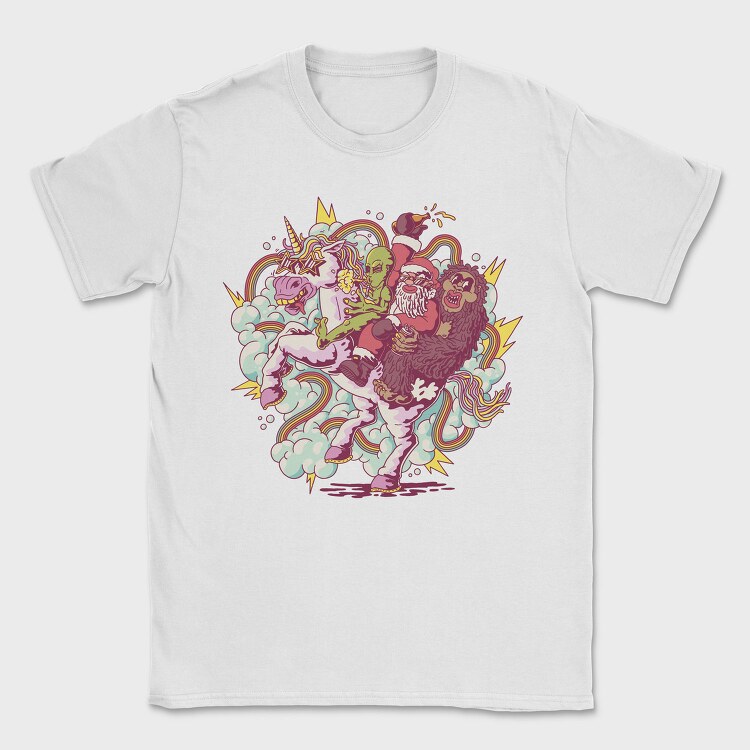 Unicorn Santa Aliens Sasquatch, Tricou Barbati (Unisex)