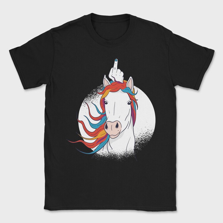 Unicorn Middle Finger Horn, Tricou Barbati (Unisex)