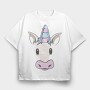 Unicorn Face, Tricou Oversize Barbati (Unisex)