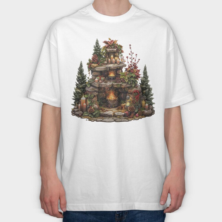 Christmas Fairy Fireplace, Tricou Oversize Barbati (Unisex)