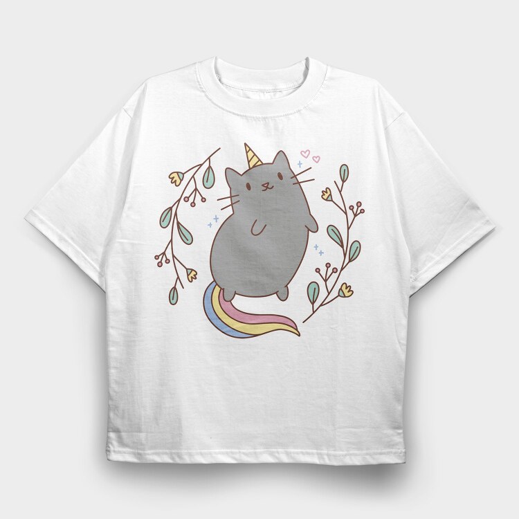 Unicorn Cat Cute, Tricou Oversize Barbati (Unisex)