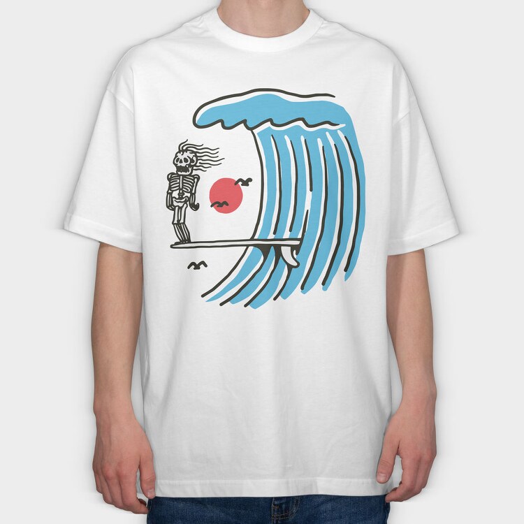 Skeleton Wave Ride, Tricou Oversize Barbati (Unisex)