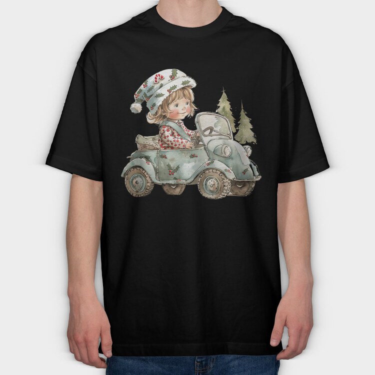 Christmas Christmas Car, Tricou Oversize Barbati (Unisex)