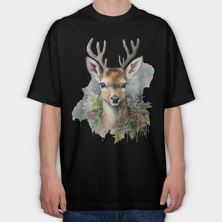 Christmas Deer 1, Tricou Oversize Barbati (Unisex)
