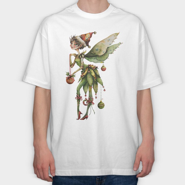Christmas Fairy Gnome, Tricou Oversize Barbati (Unisex)