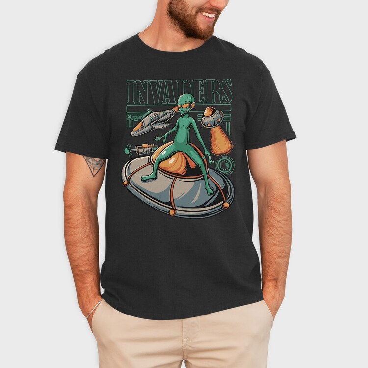 Alien Invasion, Tricou Barbati (Unisex)
