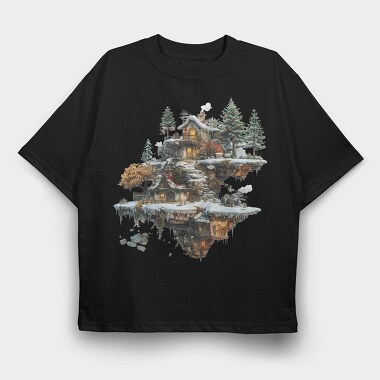 Christmas Fairy Treehouse, Tricou Oversize Barbati (Unisex)