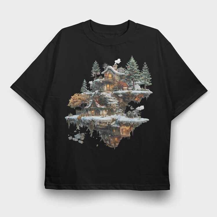 Christmas Fairy Treehouse, Tricou Oversize Barbati (Unisex)