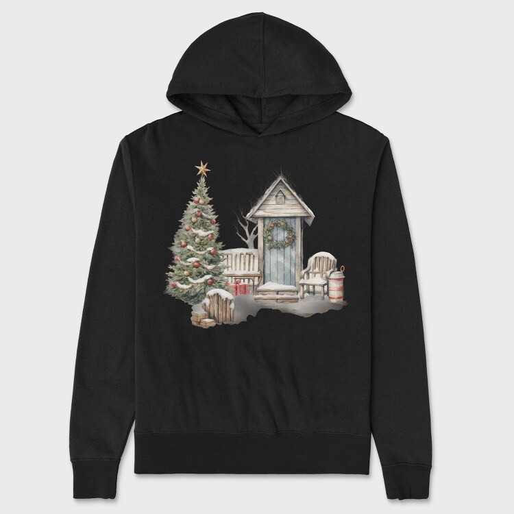 Christmas Front Porch, Hanorac Oversize Barbati (Unisex)
