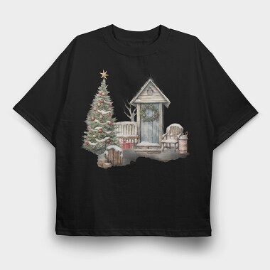 Christmas Front Porch, Tricou Oversize Barbati (Unisex)