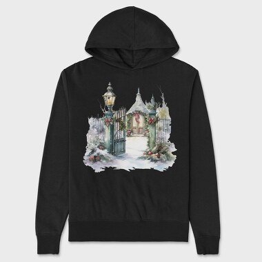 Christmas Garden Gate, Hanorac Oversize Barbati (Unisex)