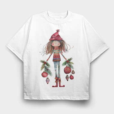 Christmas Girl Bells, Tricou Oversize Barbati (Unisex)