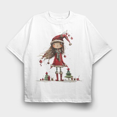Christmas Girl Christmas Tree, Tricou Oversize Barbati (Unisex)