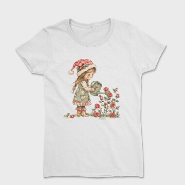 Christmas Girl Roses Garden, Tricou Femei