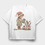 Christmas Girl Roses Garden, Tricou Oversize Barbati (Unisex)