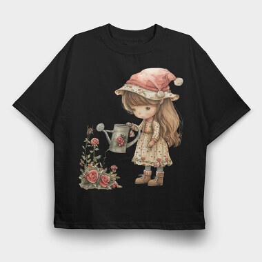 Christmas Girl Watering Can, Tricou Oversize Barbati (Unisex)
