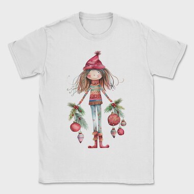 Christmas Girl With Decorations, Tricou Barbati (Unisex)