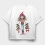 Christmas Girl With Decorations, Tricou Oversize Barbati (Unisex)