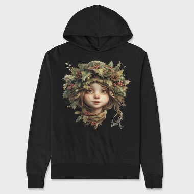 Christmas Girl Wreath, Hanorac Oversize Barbati (Unisex)