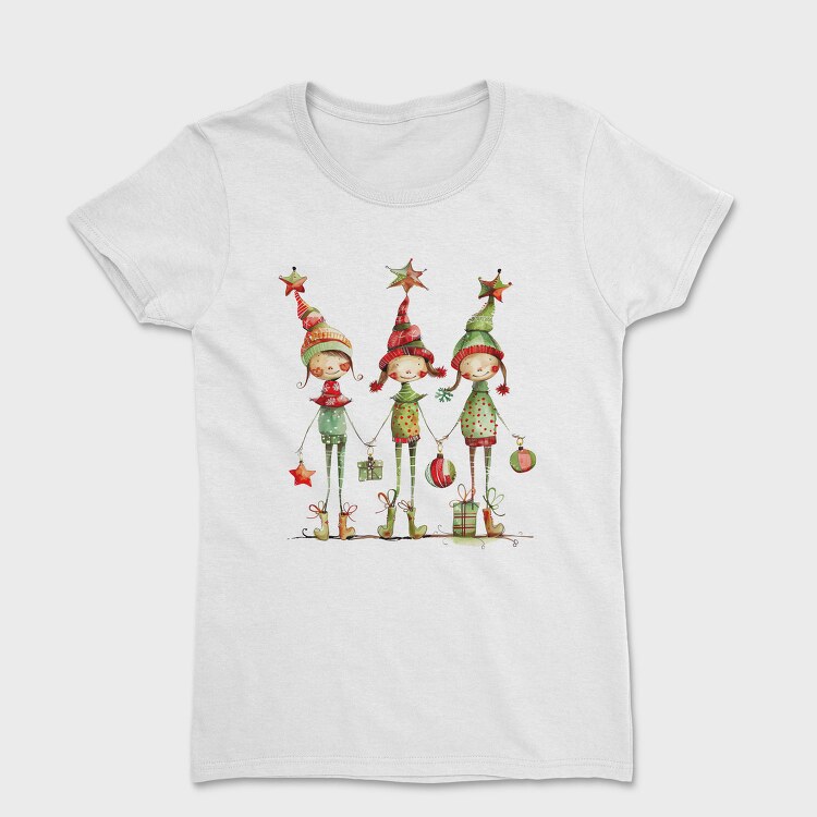 Christmas Girls Holding Hands, Tricou Femei